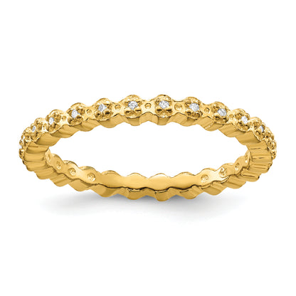 Sterling Silver Stackable Expressions Diamond Gold Plated Ring