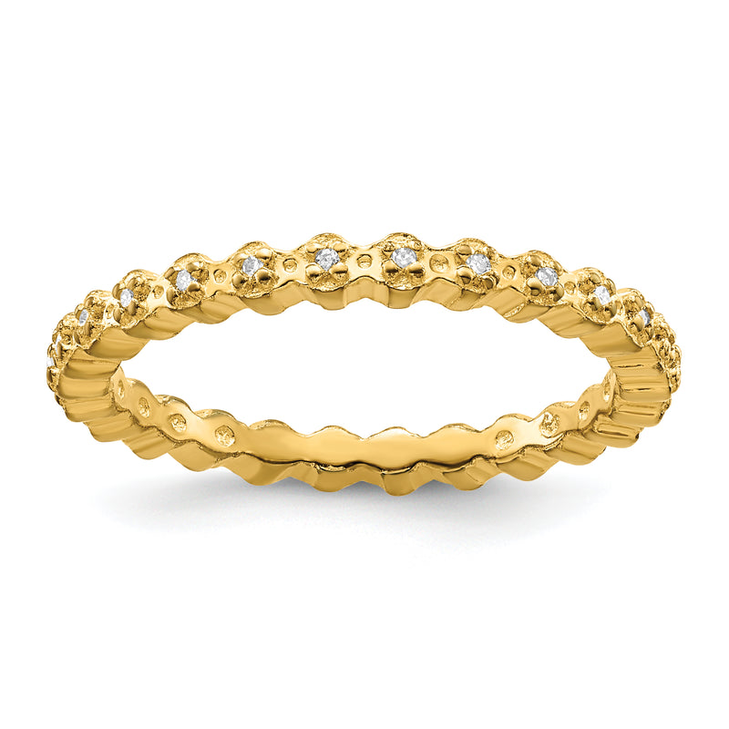 Sterling Silver Stackable Expressions Diamond Gold Plated Ring
