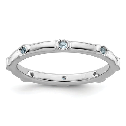 Sterling Silver Stackable Expressions Aquamarine Ring