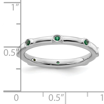 Sterling Silver Stackable Expressions Created Emerald Ring
