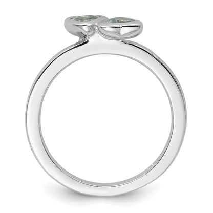 Sterling Silver Stackable Expressions Aquamarine Double Heart Ring