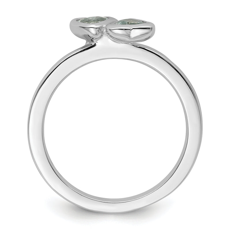 Sterling Silver Stackable Expressions Aquamarine Double Heart Ring