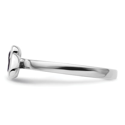 Sterling Silver Stackable Expressions Cr. Sapphire Double Heart Ring