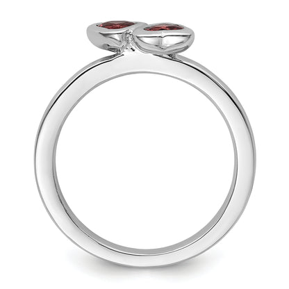 Sterling Silver Stackable Expressions Pink Tourmaline Double Heart Ring