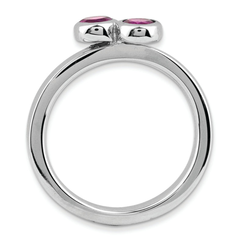 Sterling Silver Stackable Expressions Dbl Round Rhodolite Garnet Ring