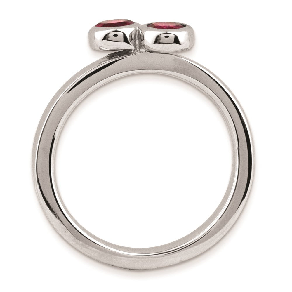 Sterling Silver Stackable Expressions Dbl Round Created Ruby Ring (Size 8 Only)