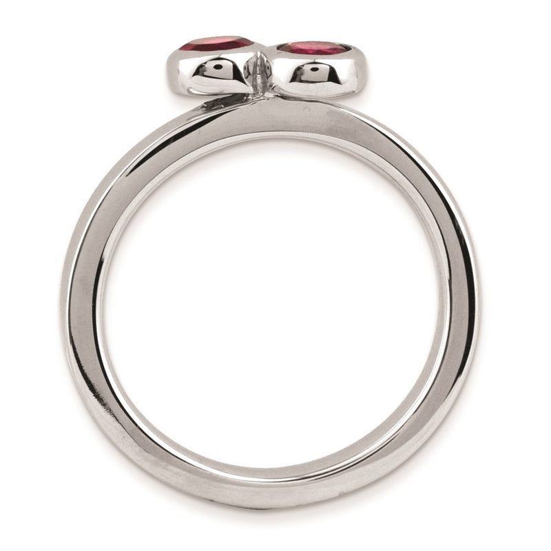 Sterling Silver Stackable Expressions Dbl Round Created Ruby Ring (Size 8 Only)
