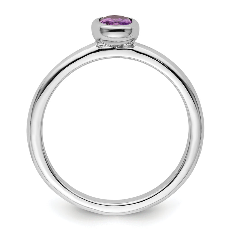 Sterling Silver Stackable Expressions Oval Amethyst Ring