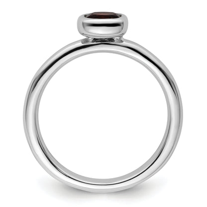 Sterling Silver Stackable Expressions Cushion Cut Garnet Ring