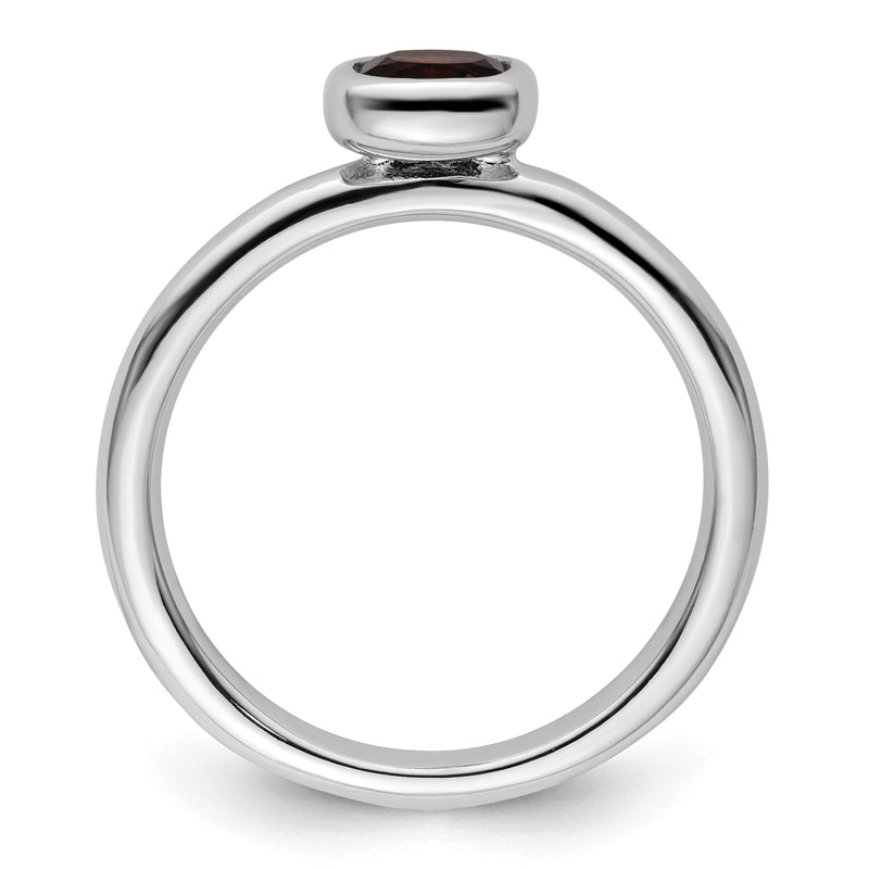 Sterling Silver Stackable Expressions Cushion Cut Garnet Ring