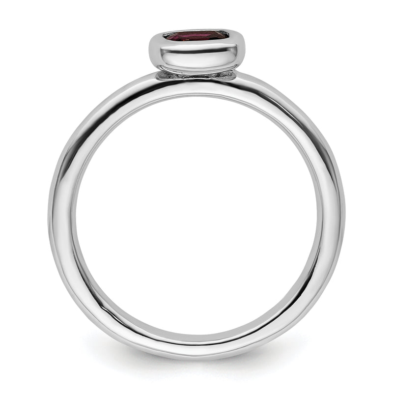 Sterling Silver Ss Stackable Expressions Cushion Cut Rhodolite Garnet Ring