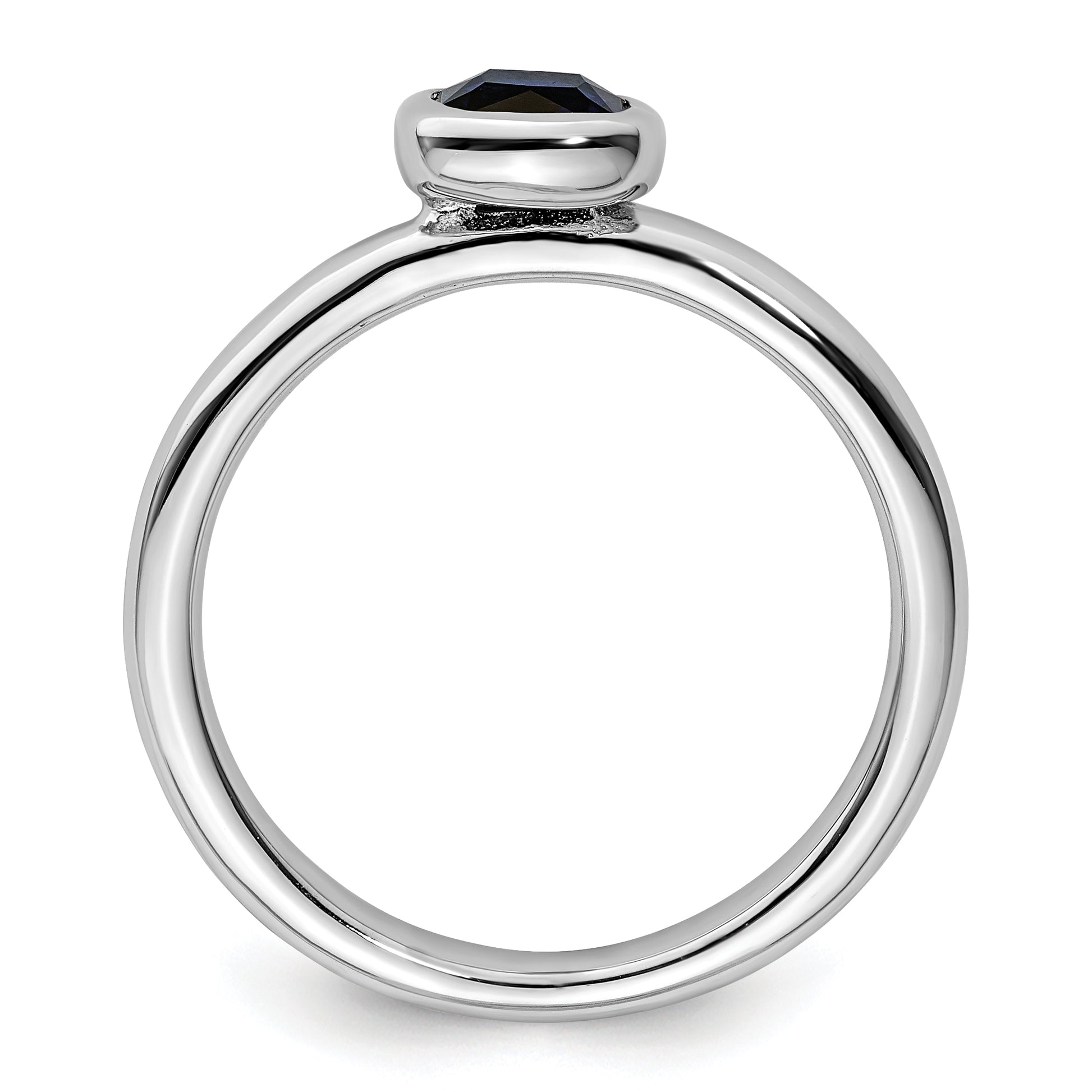 Sterling Silver Stackable Expressions Cushion Cut Cr. Sapphire Ring