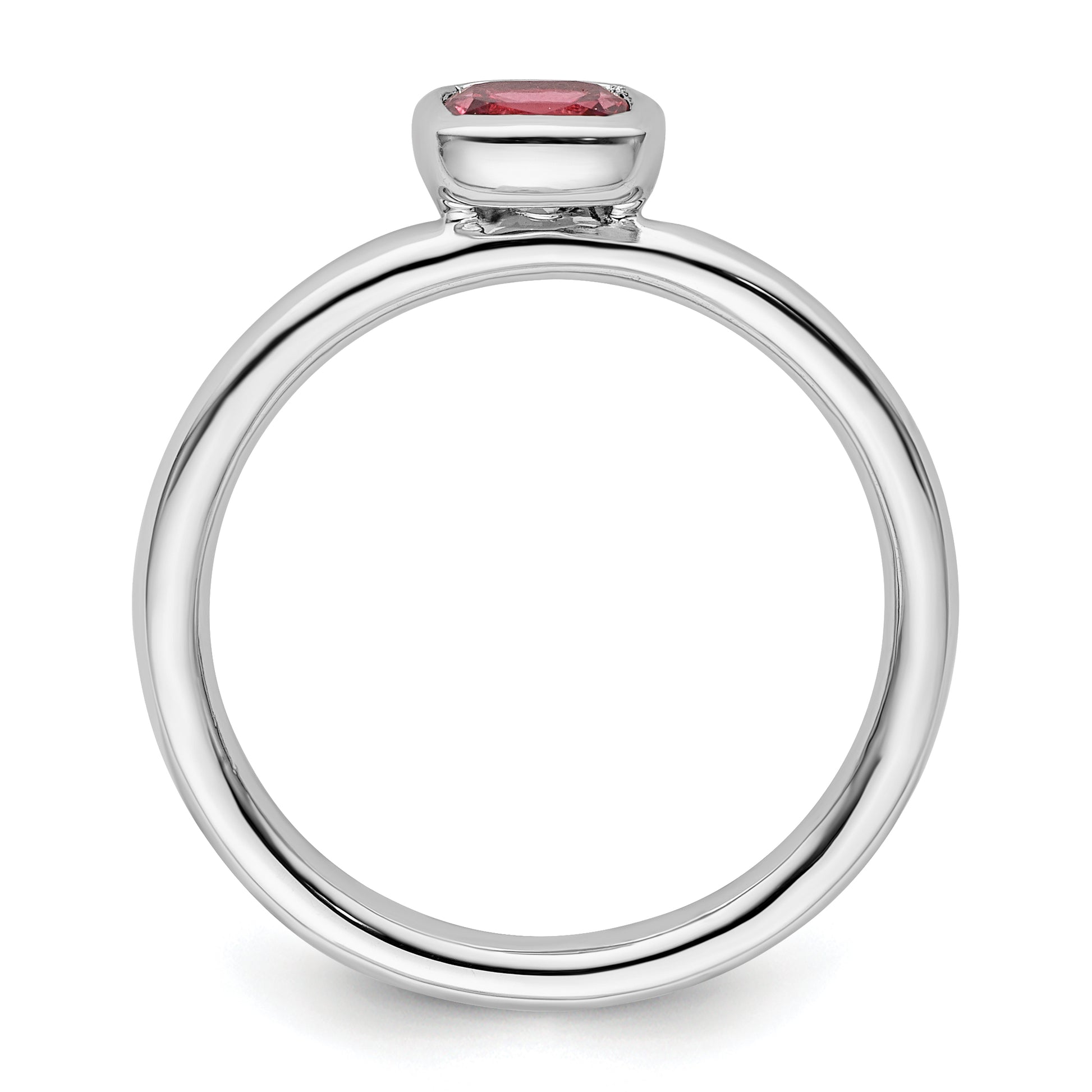 Sterling Silver Ss Stackable Expressions Cushion Cut Pink Tourmaline Ring