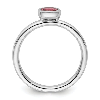 Sterling Silver Ss Stackable Expressions Cushion Cut Pink Tourmaline Ring