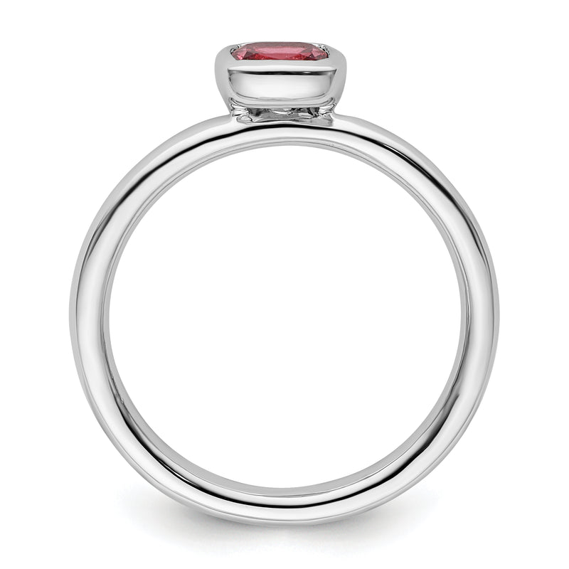 Sterling Silver Ss Stackable Expressions Cushion Cut Pink Tourmaline Ring