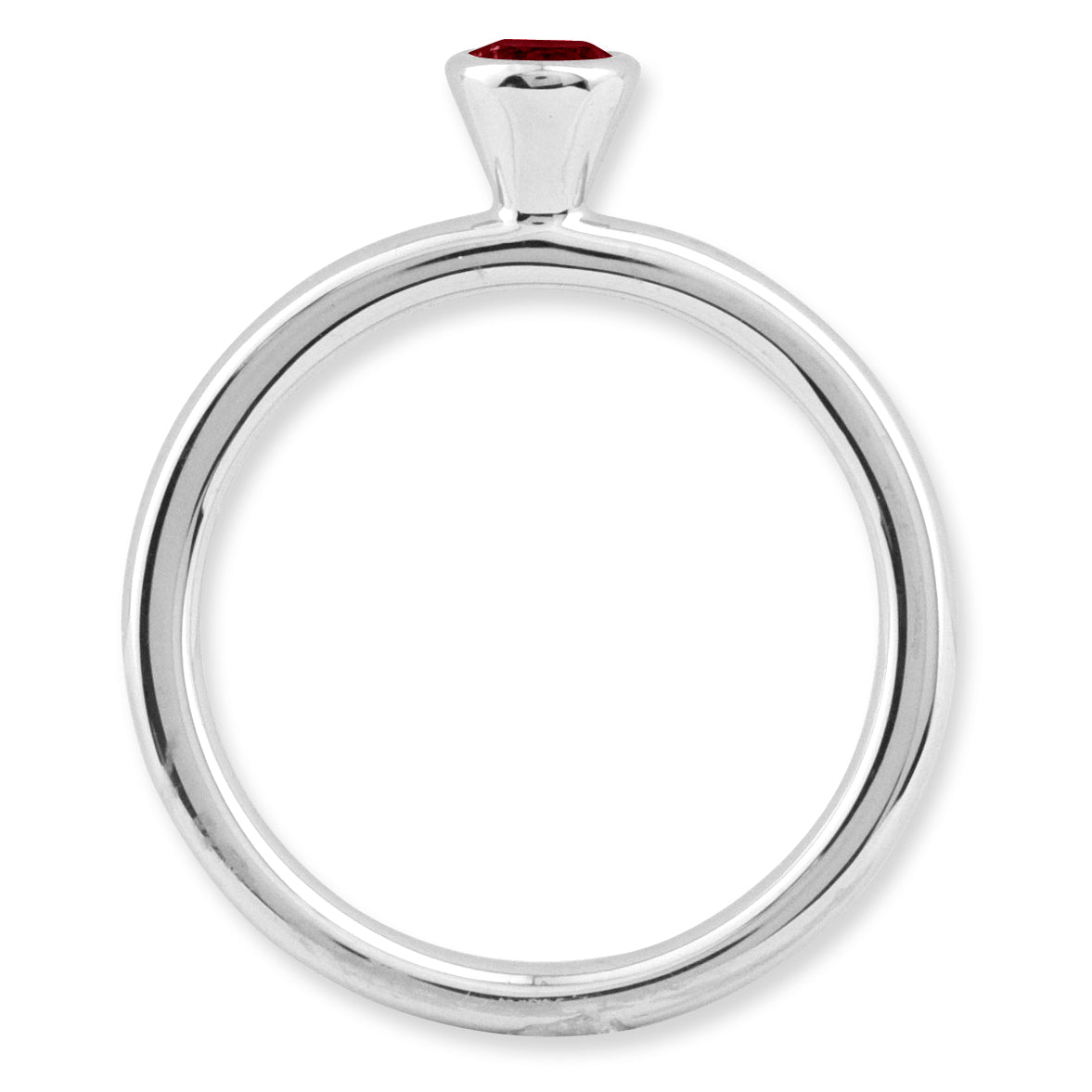 Sterling Silver Stackable Expressions High 4mm Round Garnet Ring