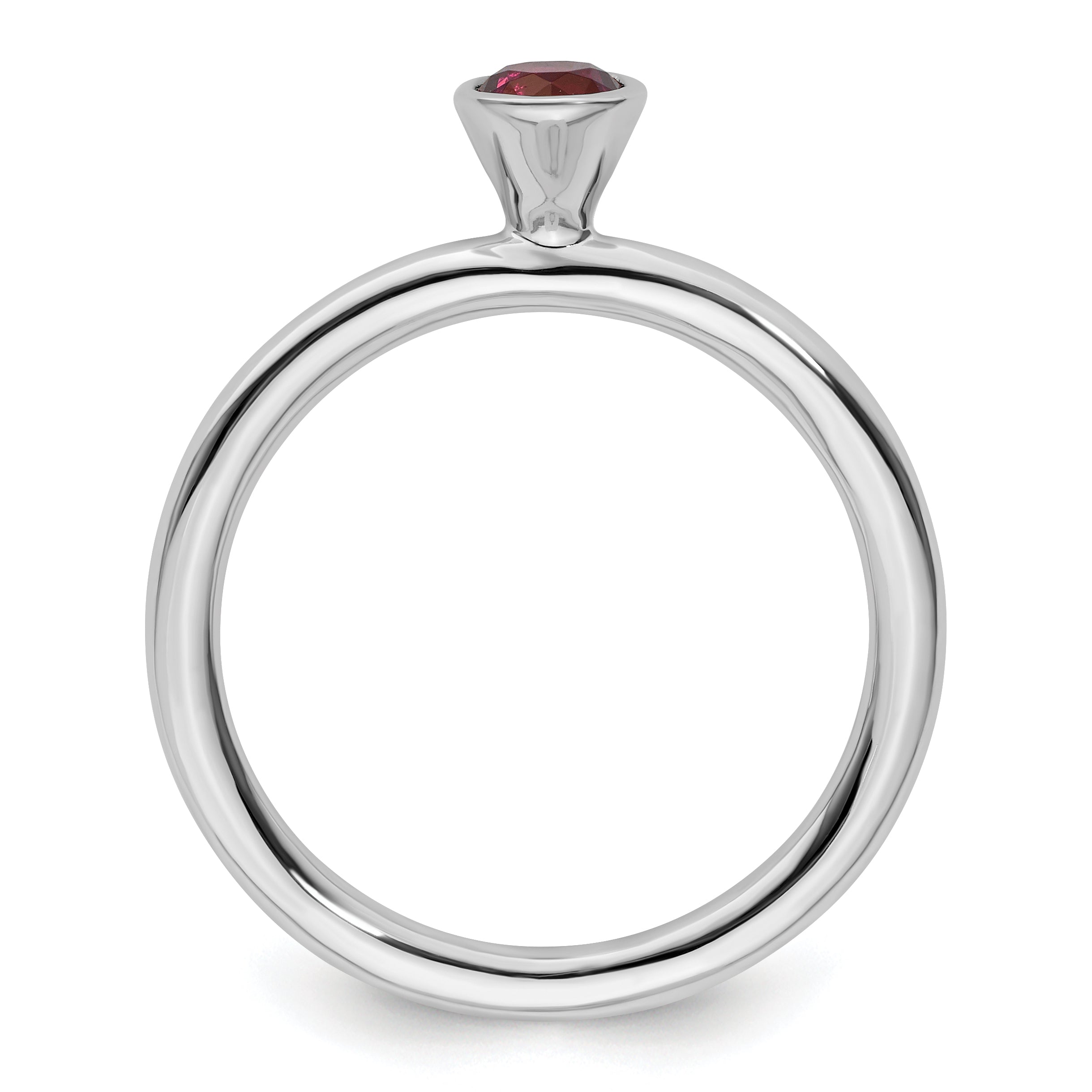 Sterling Silver Ss Stackable Expressions High 4mm Round Rhodolite Garnet Ring