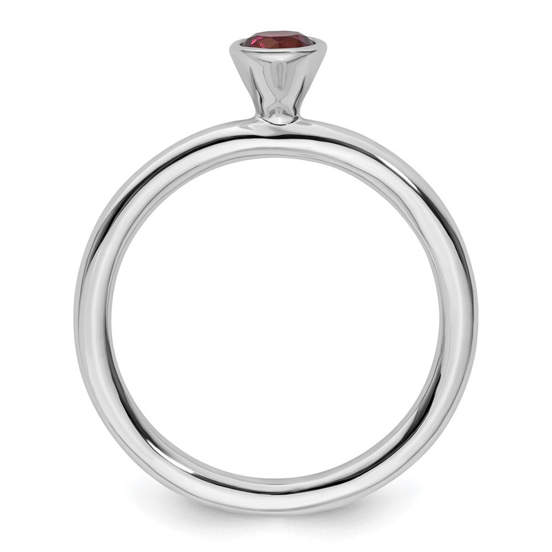 Sterling Silver Ss Stackable Expressions High 4mm Round Rhodolite Garnet Ring