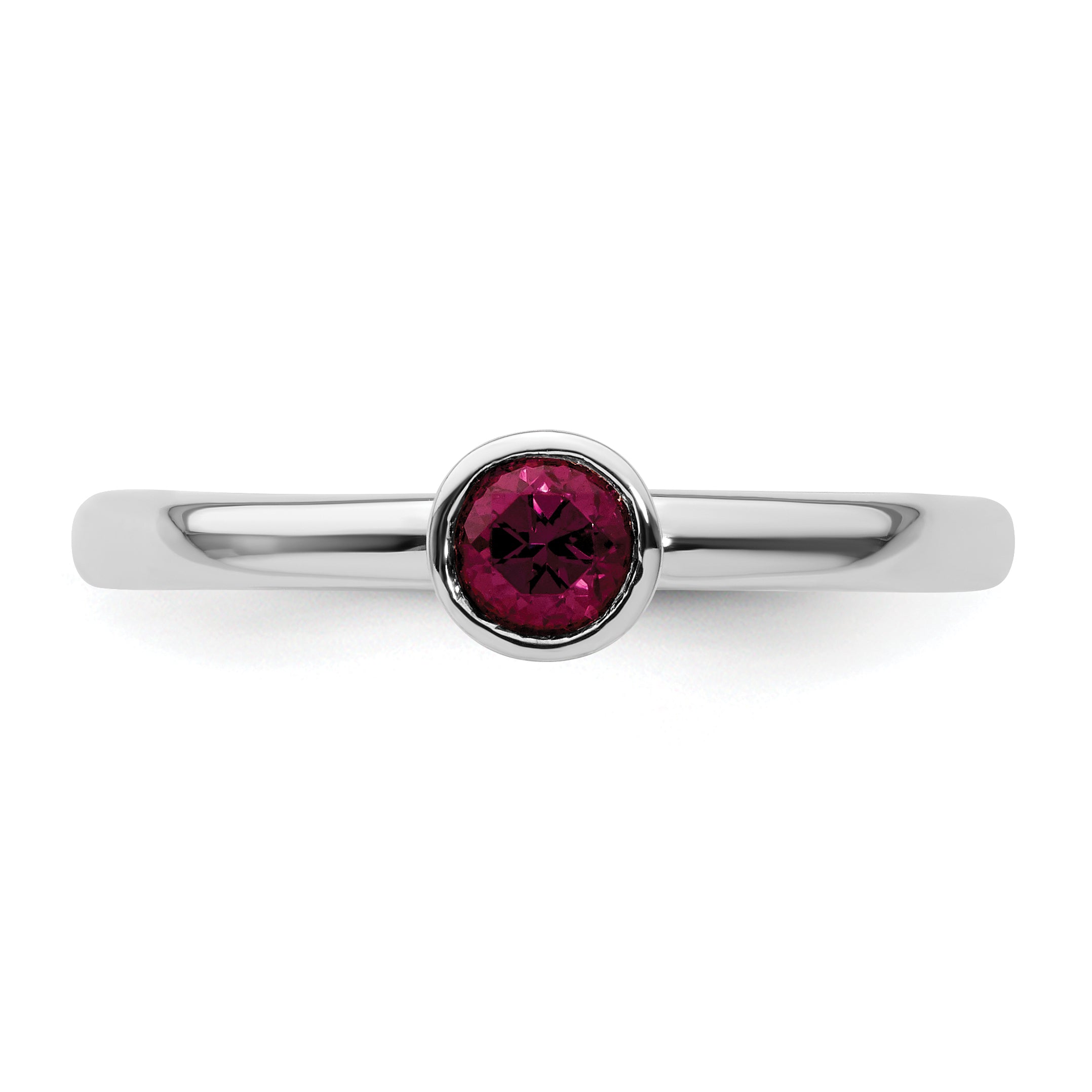 Sterling Silver Ss Stackable Expressions High 4mm Round Rhodolite Garnet Ring