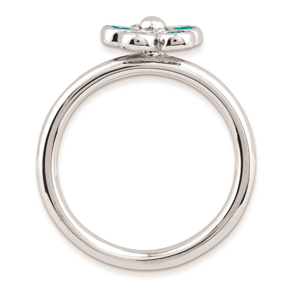 Sterling Silver Stackable Expressions Blue Topaz Flower Ring (Size 7 Only)