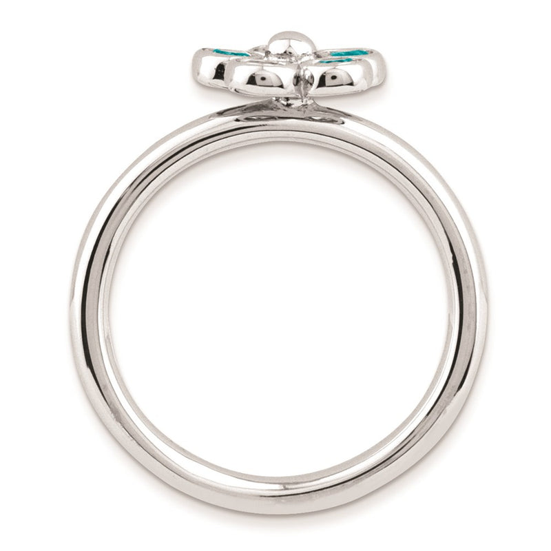 Sterling Silver Stackable Expressions Blue Topaz Flower Ring (Size 7 Only)