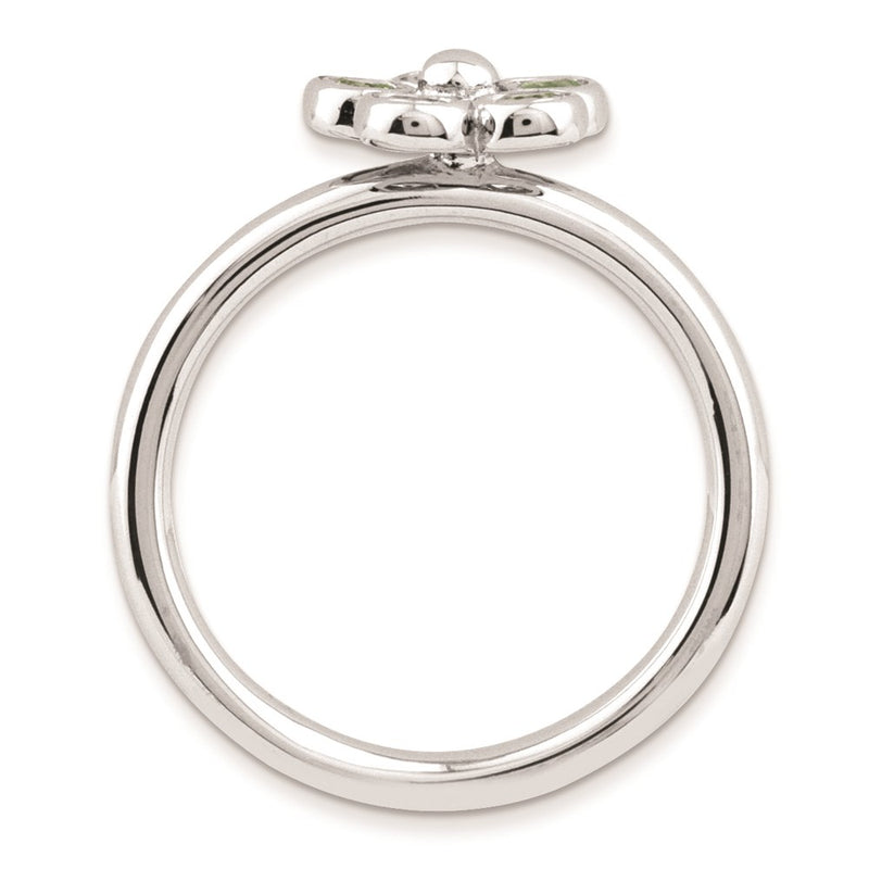 Sterling Silver Stackable Expressions Peridot Flower Ring (Size 6 Only)