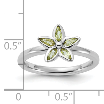 Sterling Silver Stackable Expressions Peridot Flower Ring