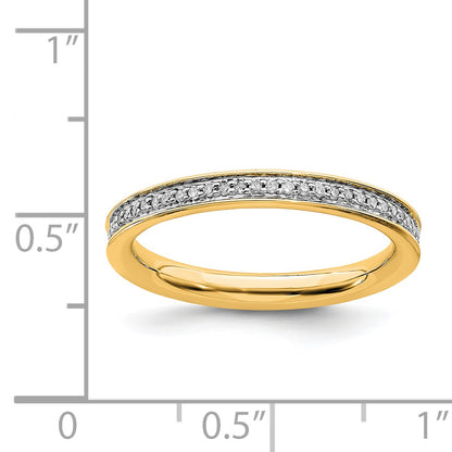 Sterling Silver Stackable Expressions & Diamonds Gold Plated Ring
