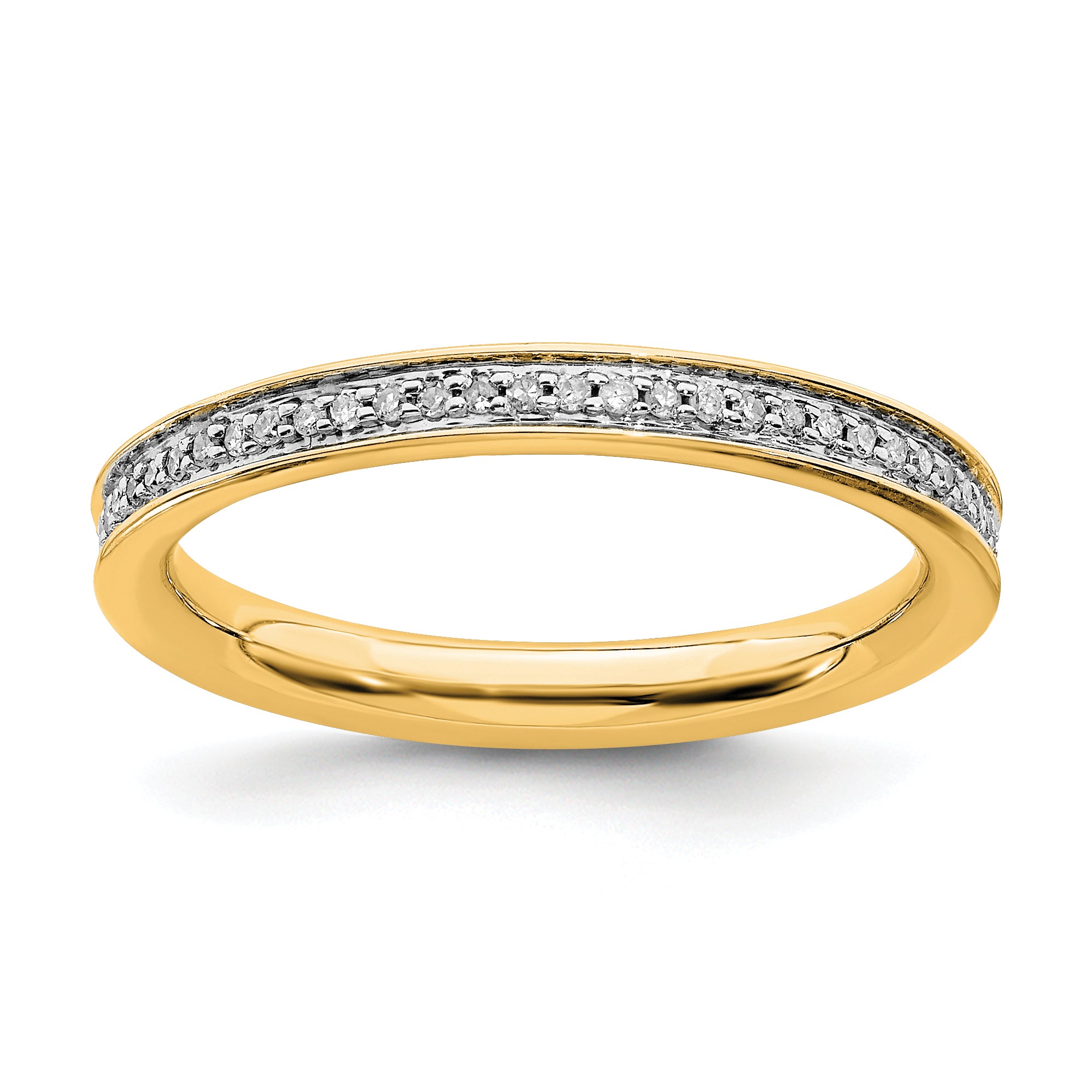 Sterling Silver Stackable Expressions & Diamonds Gold Plated Ring