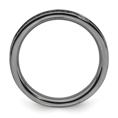 Sterling Silver Stackable Expressions & Diamonds Black Plated Ring