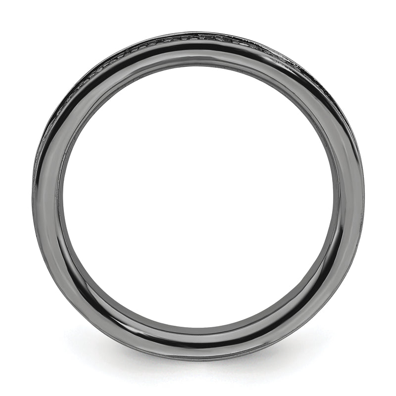 Sterling Silver Stackable Expressions & Diamonds Black Plated Ring
