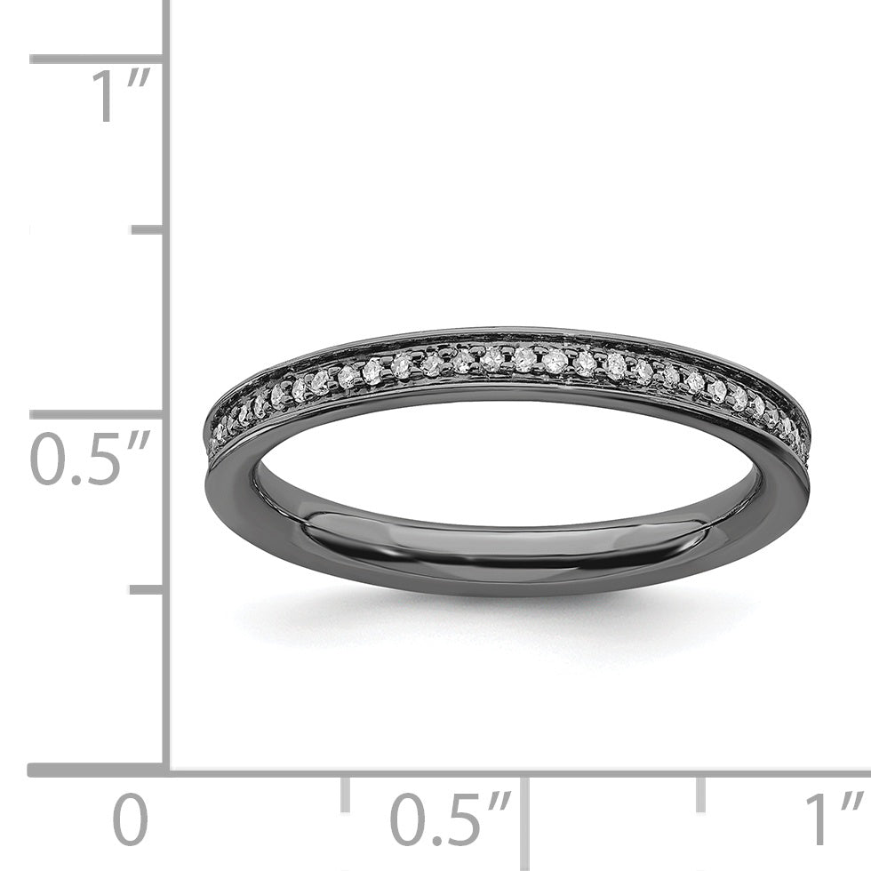 Sterling Silver Stackable Expressions & Diamonds Black Plated Ring