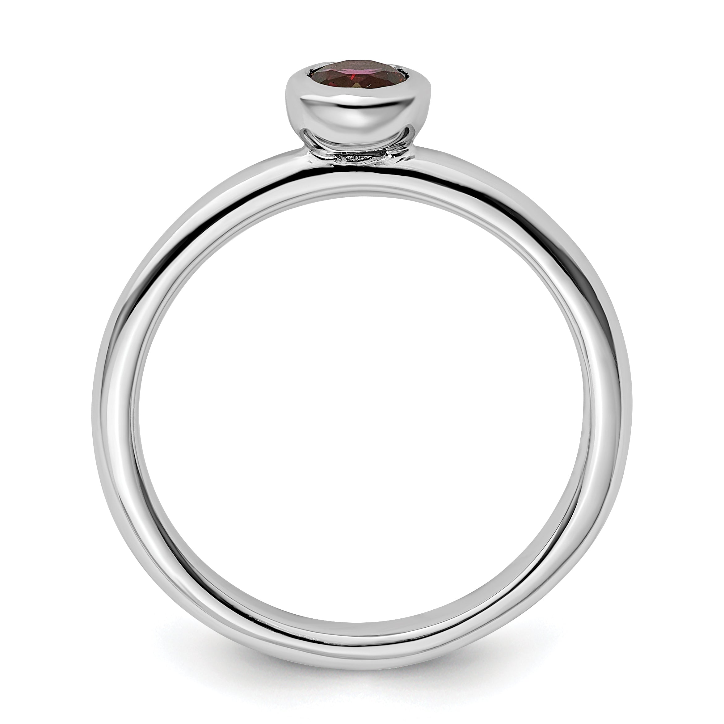 Sterling Silver Ss Stackable Expressions Low 4mm Round Rhodolite Garnet Ring
