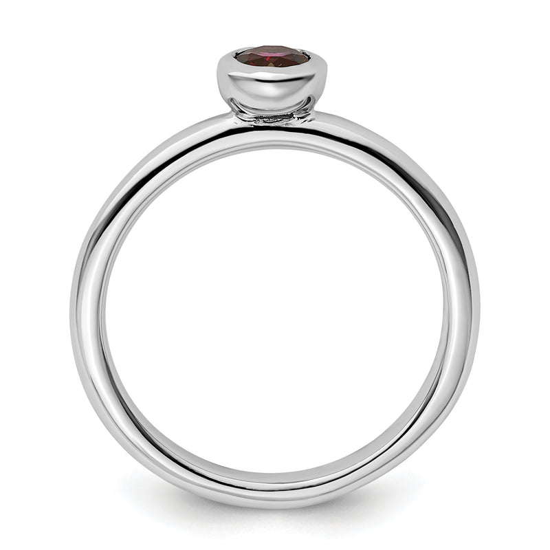 Sterling Silver Ss Stackable Expressions Low 4mm Round Rhodolite Garnet Ring