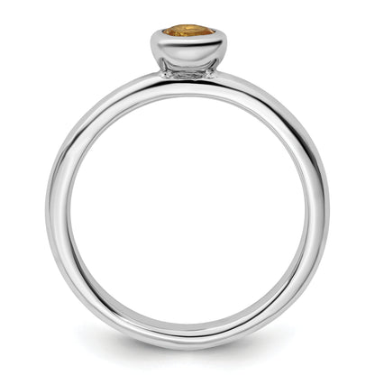 Sterling Silver Stackable Expressions Low 4mm Round Citrine Ring
