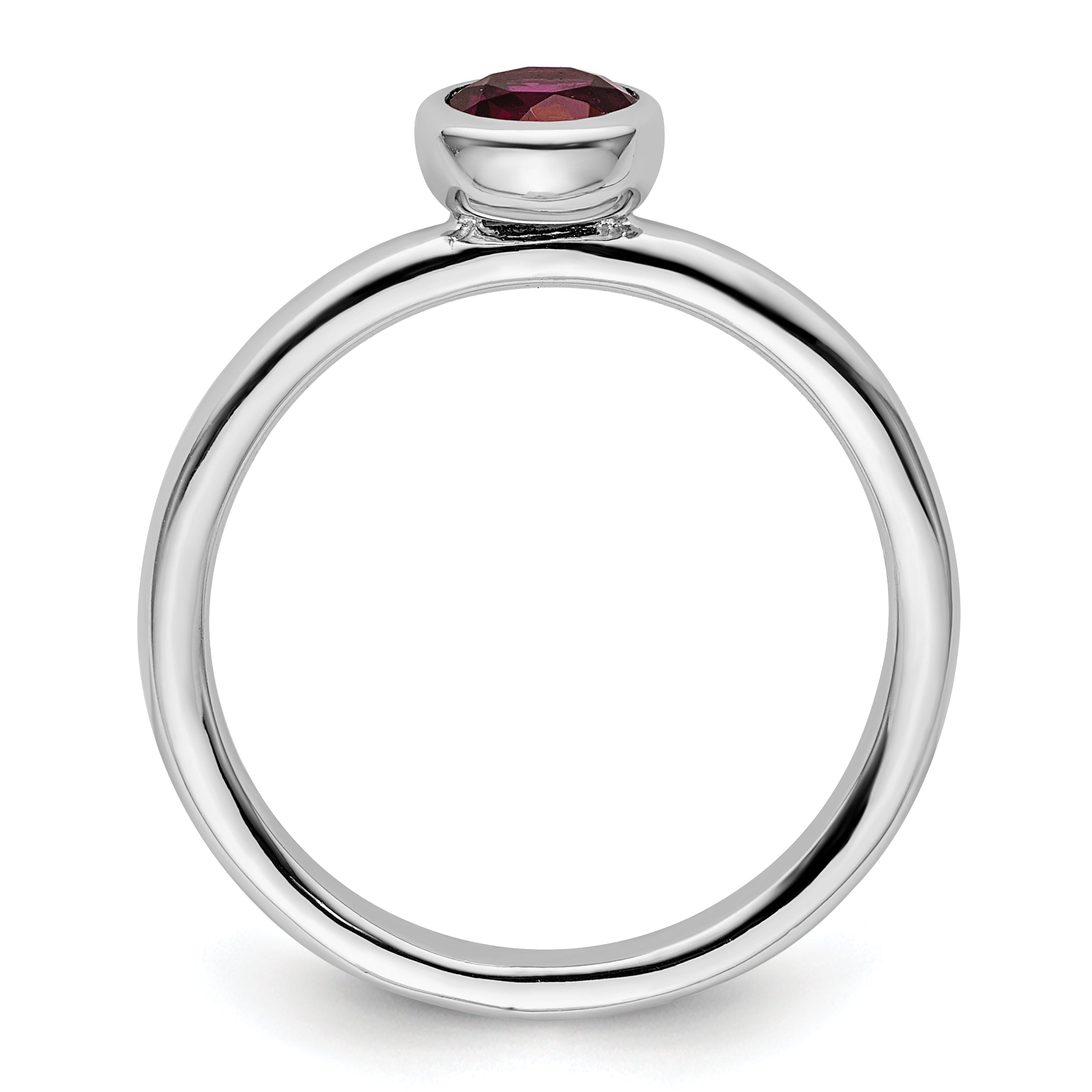 Sterling Silver Ss Stackable Expressions Low 5mm Round Rhodolite Garnet Ring
