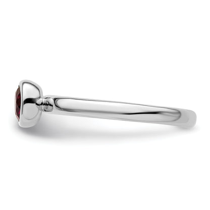Sterling Silver Ss Stackable Expressions Low 5mm Round Rhodolite Garnet Ring