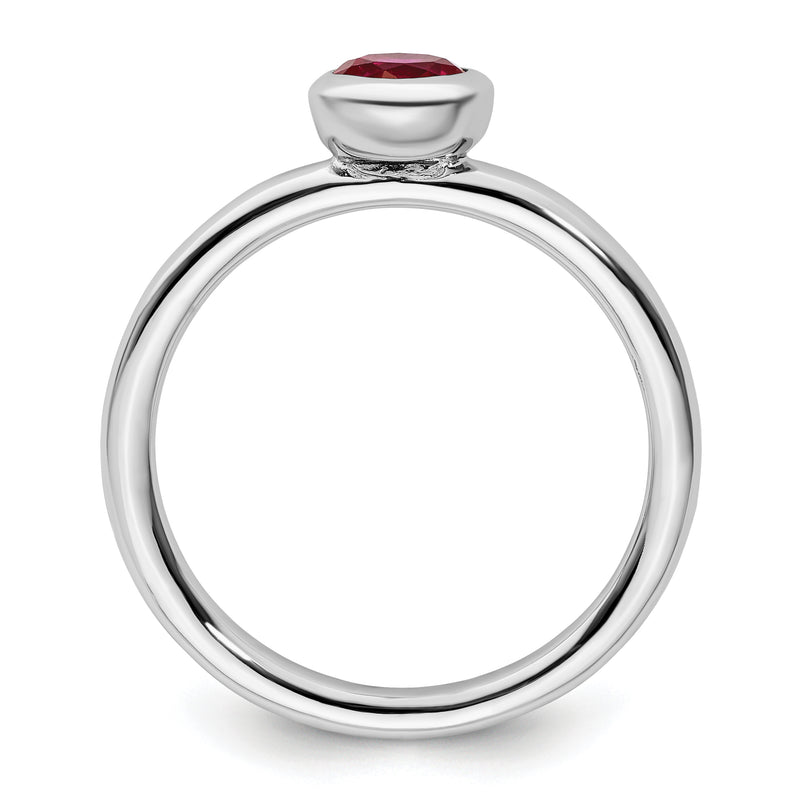 Sterling Silver Stackable Expressions Low 5mm Round Cr. Ruby Ring