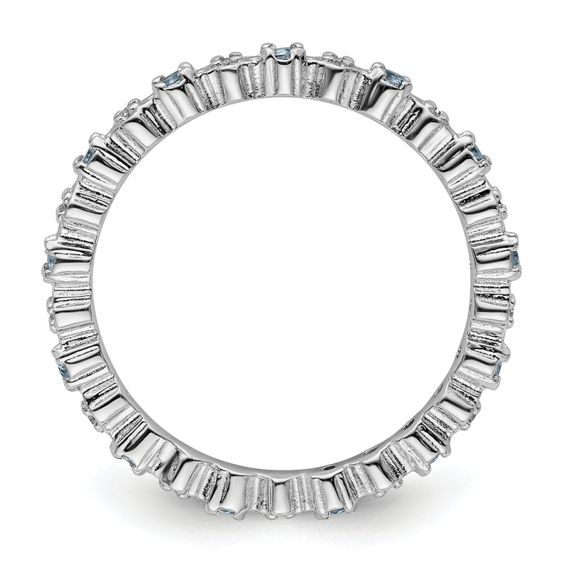 Sterling Silver Stackable Expressions Aquamarine & Diamond Ring