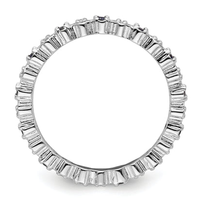 Sterling Silver Stackable Expressions Cr. Sapphire & Diamond Ring