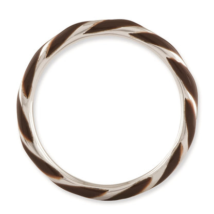 Sterling Silver Stackable Expressions Twisted Brown Enameled Ring (Size 6 Only)