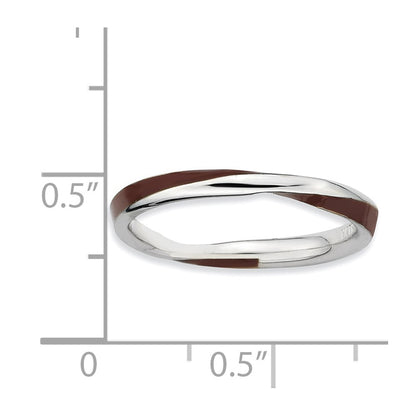Sterling Silver Stackable Expressions Twisted Brown Enameled Ring