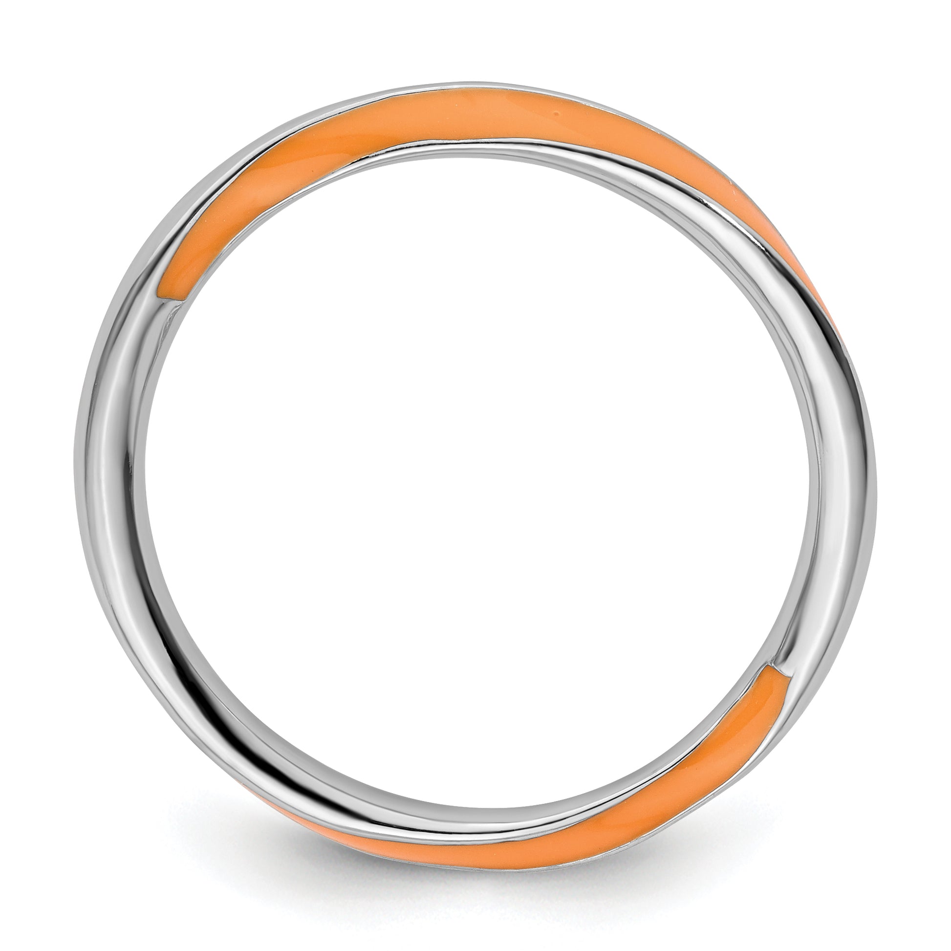 Sterling Silver Stackable Expressions Twisted Orange Enameled Ring