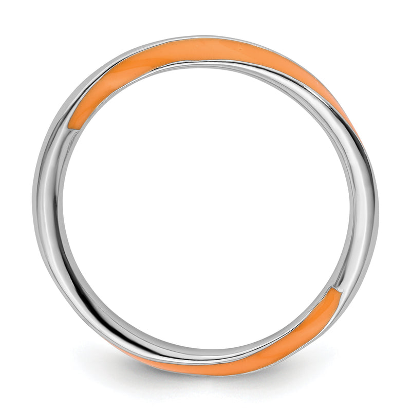 Sterling Silver Stackable Expressions Twisted Orange Enameled Ring