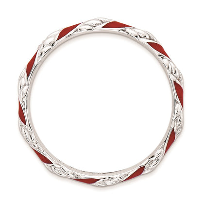 Sterling Silver Stackable Expressions Polished Red Enameled Ring (Size 5 Only)