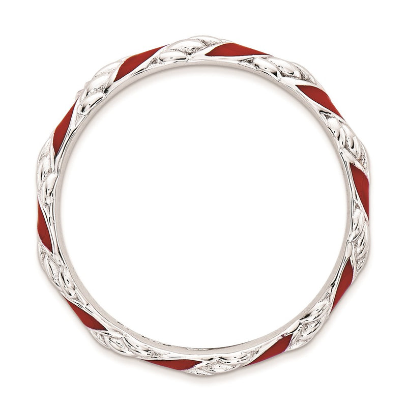 Sterling Silver Stackable Expressions Polished Red Enameled Ring (Size 5 Only)