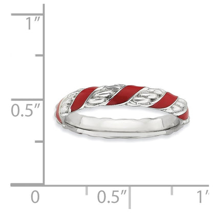 Sterling Silver Stackable Expressions Polished Red Enameled Ring (Size 5 Only)
