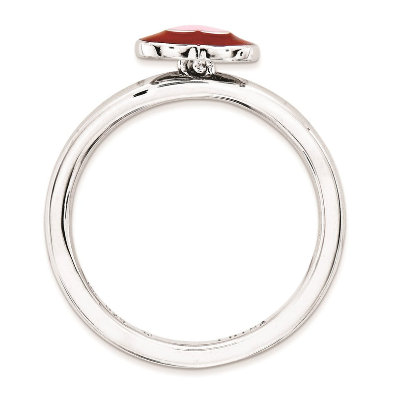 Sterling Silver Stackable Expressions Polished Enameled Hearts Ring