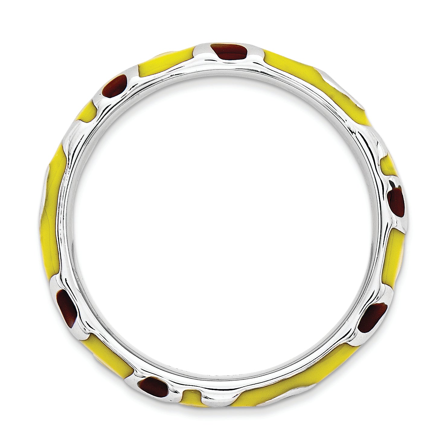 Sterling Silver Stackable Expressions Polished Enameled Animal Print Ring