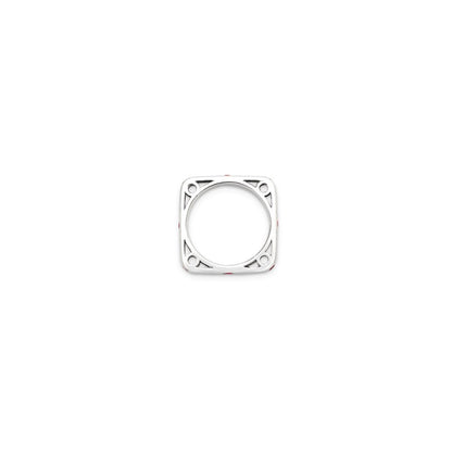 Sterling Silver Stackable Expressions Polished Created Ruby Square Ring